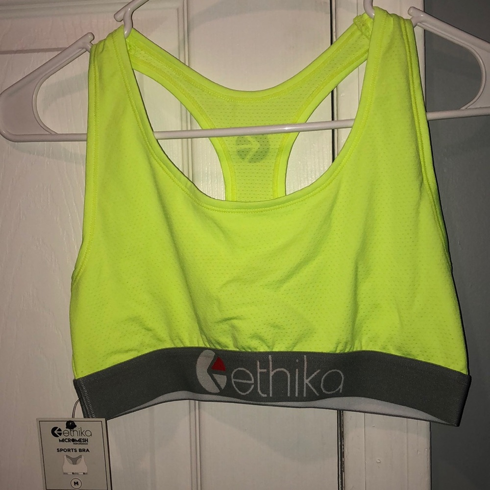 NEW ETHIKA NEON YELLOW SPORTS BRA